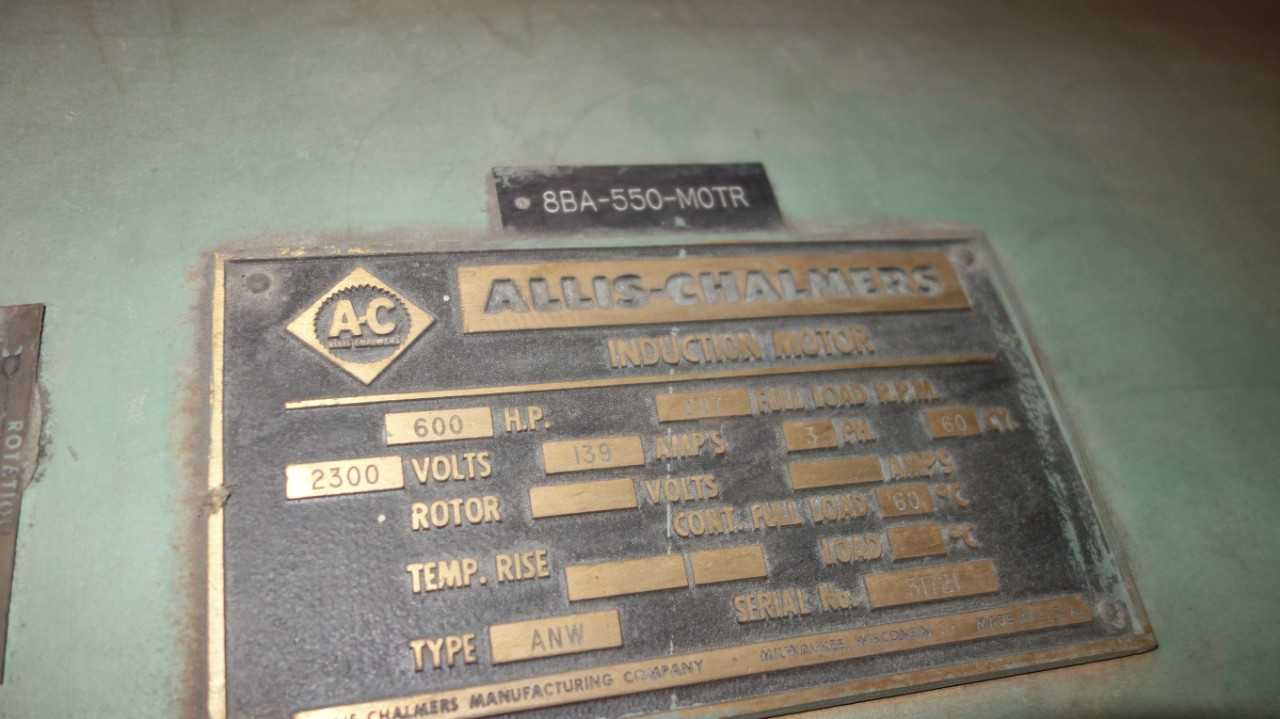 ALLIS CHALMERS ANW 600HP 2300V-AC INDUCTION MOTOR - ELECTRIC MOTORS
