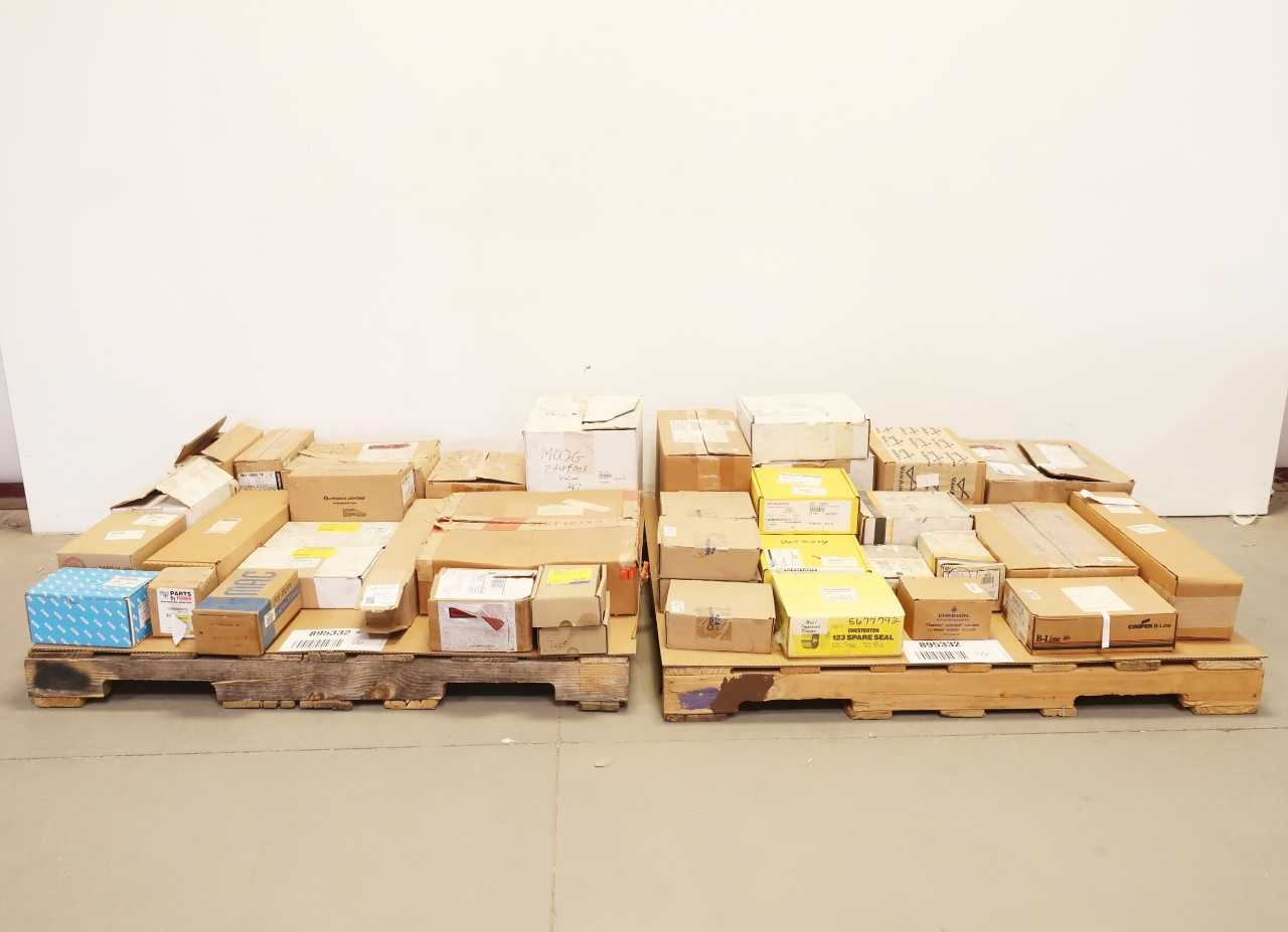 2 PALLETS OF ASSORTED ELECTRICAL, PUMP PARTS, VALVES - ELECTRICAL COMPONENTS
