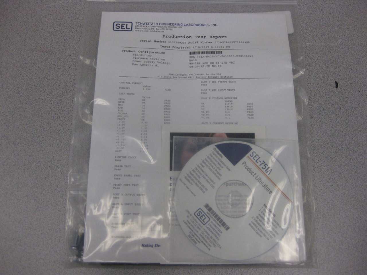 SEL FEEDER PROTECTION RELAY SEL-75IA QTY 1 - AUTOMATION & CONTROLS