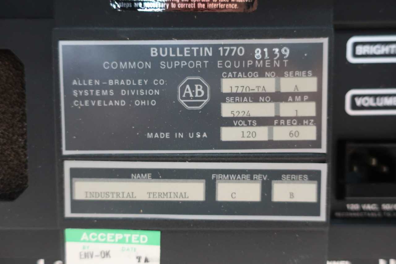ALLEN BRADLEY 1770TA SER A OPERATOR INTERFACE PANEL - AUTOMATION & CONTROLS