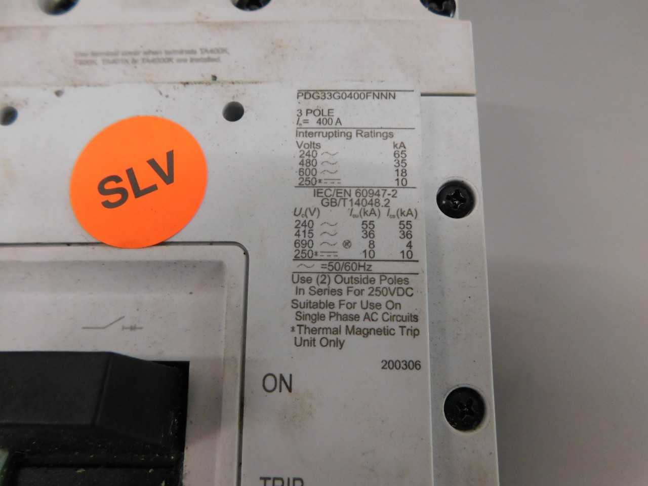 [SALVAGE - FOR PARTS ONLY] Eaton PDG33G0400FNNN MCCB PDG3 3P 400A - CIRCUIT BREAKERS