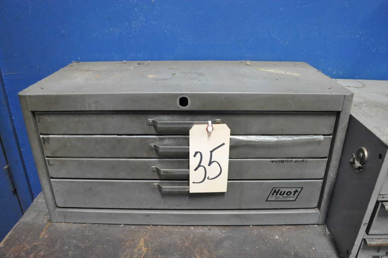 Huot 4 Drawer Drill Bit Index Cabinet with Drills Contents - ELECTRIC POWER TOOLS