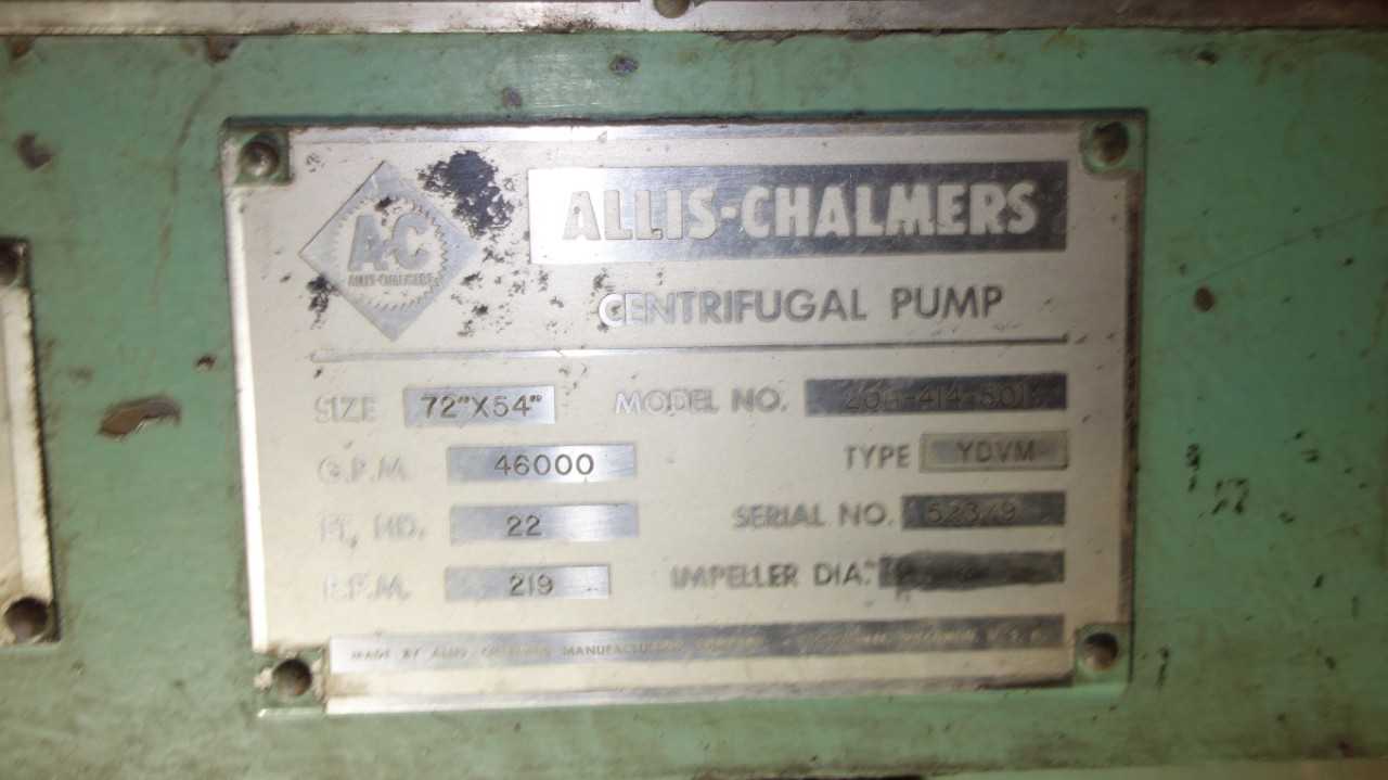 ALLIS CHALMERS 206-414-501 54X42 YDVM VERTICAL CENTRIFUGAL PUMP MOTOR - CENTRIFUGAL PUMP