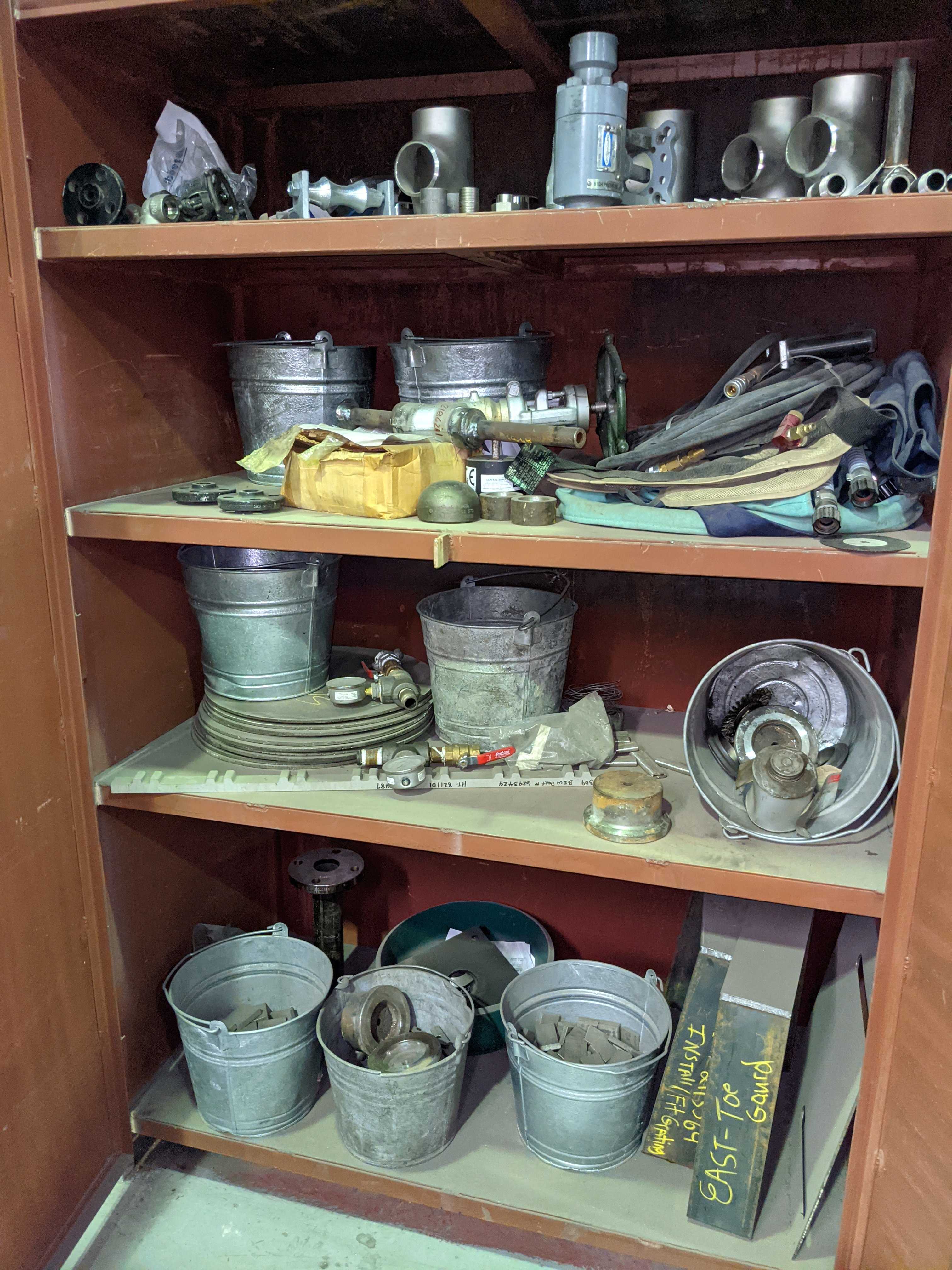 CONTENTS AND ITEMS ON TOP OF FOUR CABINETS - INDUSTRIAL PARTS