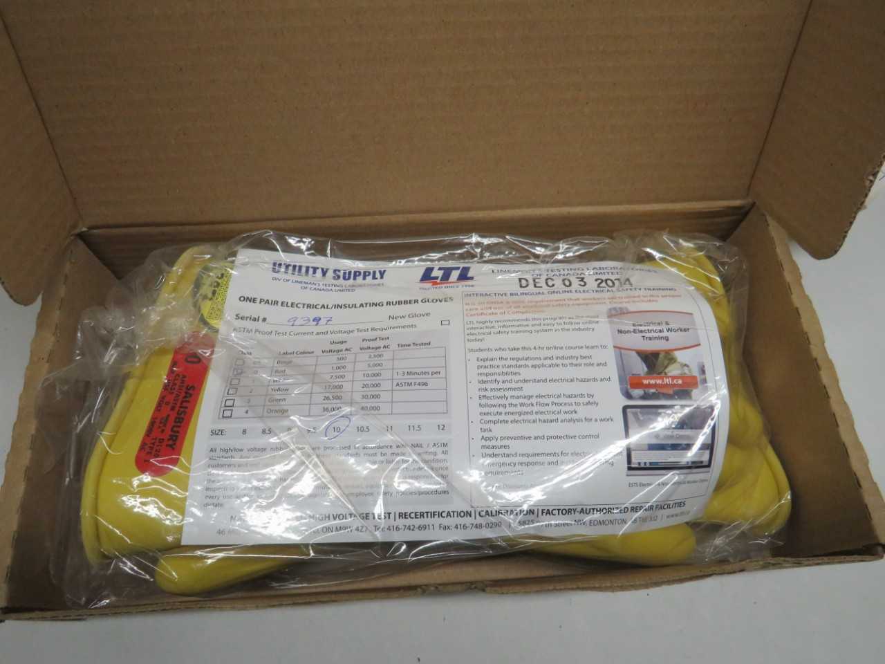 2 LTL CLASS 0 TYPE 1 D120 SIZE 10 HIGH VOLGATE ELECTRICAL GLOVES - SAFETY EQUIPMENT