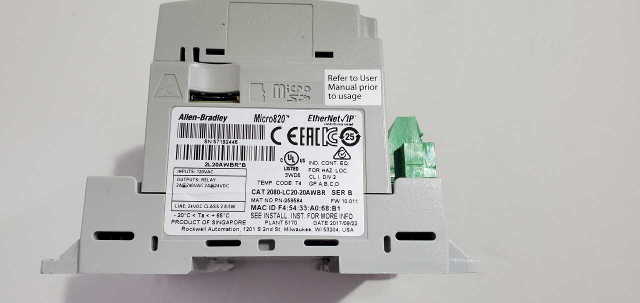 Allen Bradley Micro 820  2080-LC20-20AWB PLC - AUTOMATION & CONTROLS