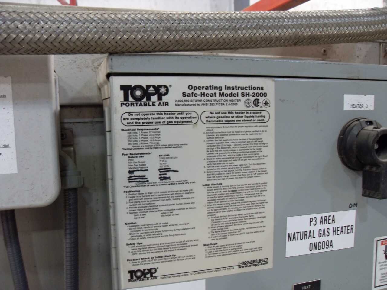 TOPP Portable Air Safe-Heat SH-200 Natural Gas Heater - HVAC EQUIPMENT