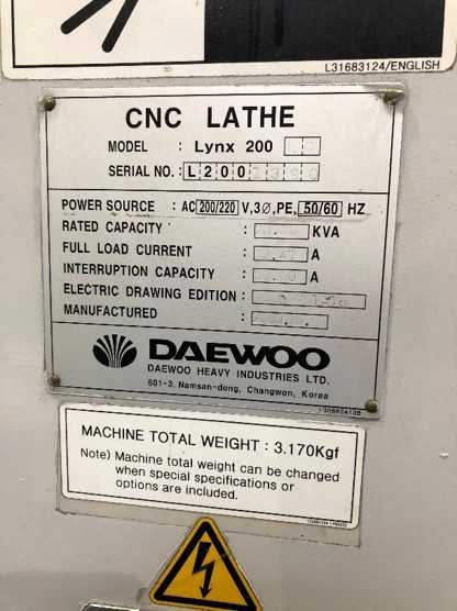 DAEWOO LYNX 200L CNC LATHE - CNC LATHES