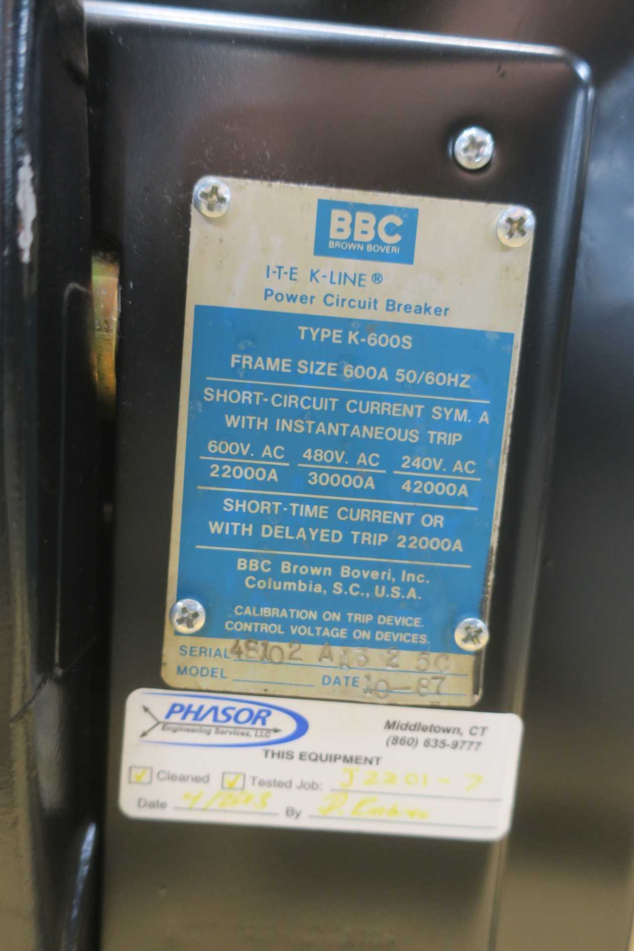 USED BBC K-600S K-LINE 600A AIR BREAKER 240/480/600VAC LOW VOLTAGE SWITCHGEAR - SWITCHGEAR
