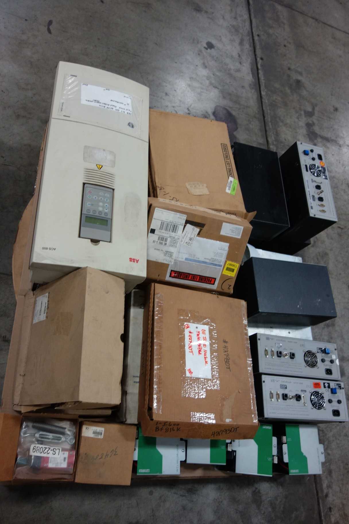 1 PALLET OF ASSORTED ELECTRICAL NFD DRIVE, POWER SUPPLY, LIMIT SWITCH, GE FANUC CONTROL BOARDS- ABB, PHOENIX CONTACT, FOXBORO, HONEYWELL - AUTOMATION & CONTROLS