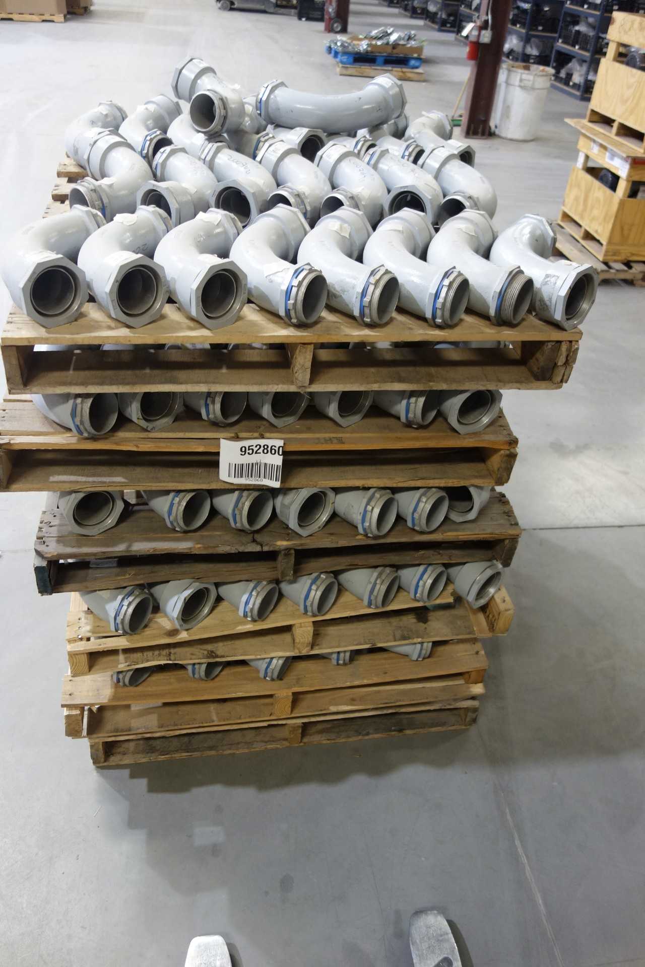 LOT OF CROUSE HINDS 90 DEGREE ELBOW ALUMINUM 3IN CONDUIT OUTLET BODIES - CONDUIT FITTING