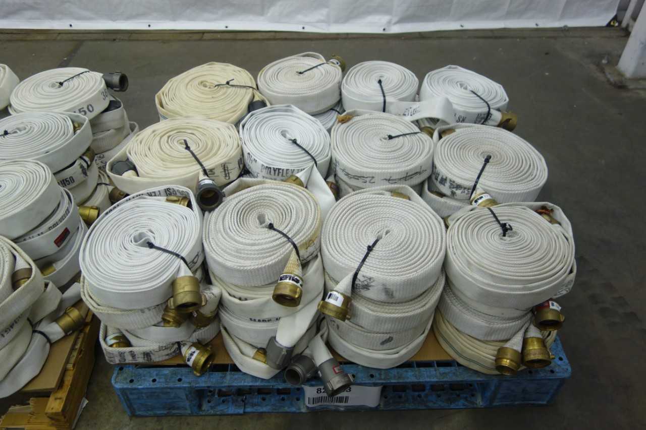 LOT OF 96 POLYFLEX FIRE HOSE, 1-1/2 IN, 50 FT, 100 FT LENGTHS - SAFETY EQUIPMENT