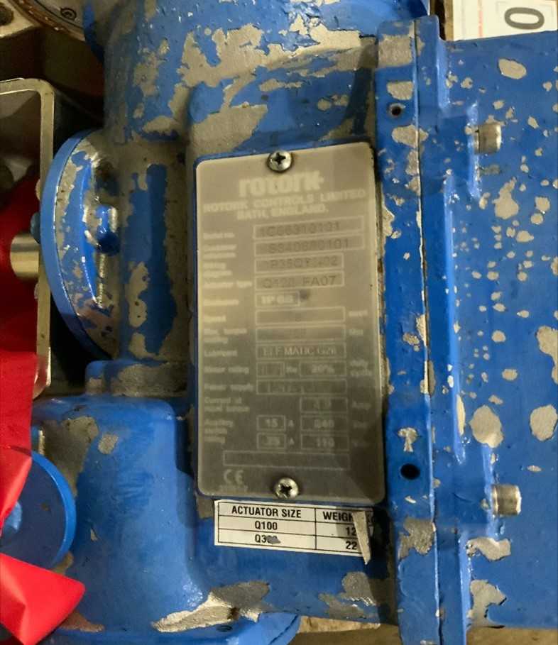 Bulk Lot of Rotork Actuator Q100FA07 w/3" Butterfly Valve Qty 3 - ELECTRIC VALVE ACTUATORS