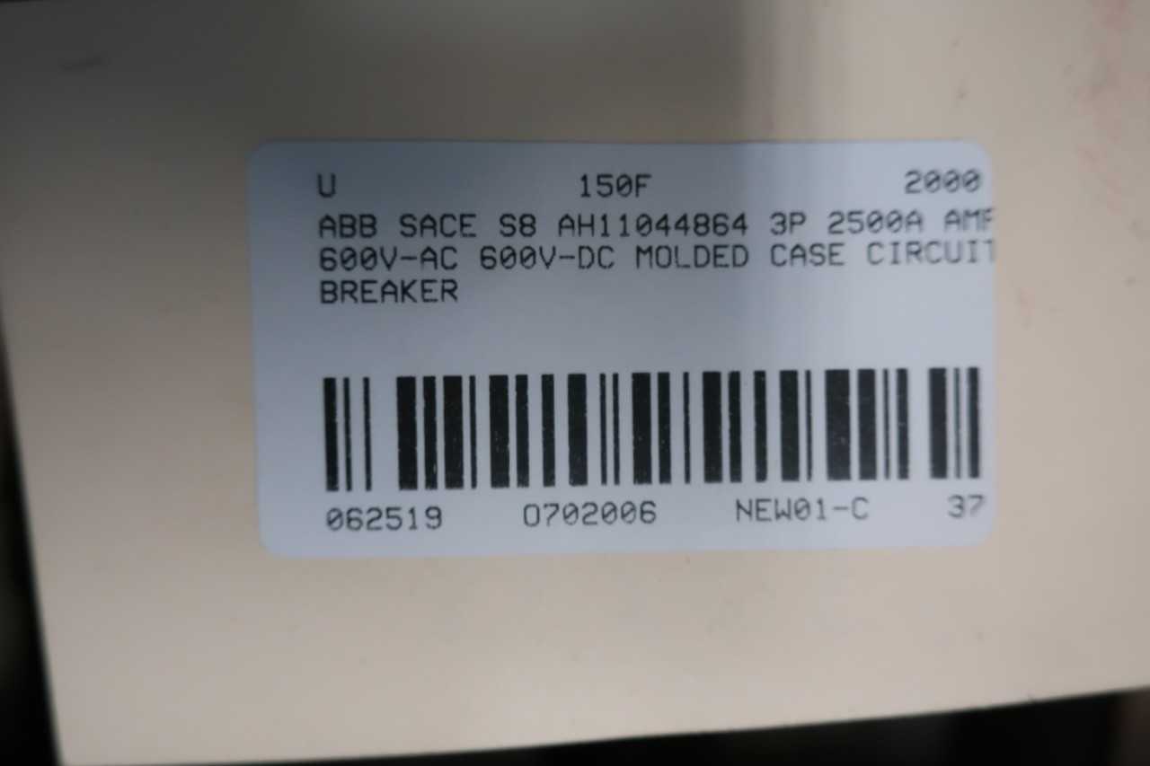Abb AH11044864 S8D Sace S8 Molded Case Switch 3p 2500A - CIRCUIT BREAKERS
