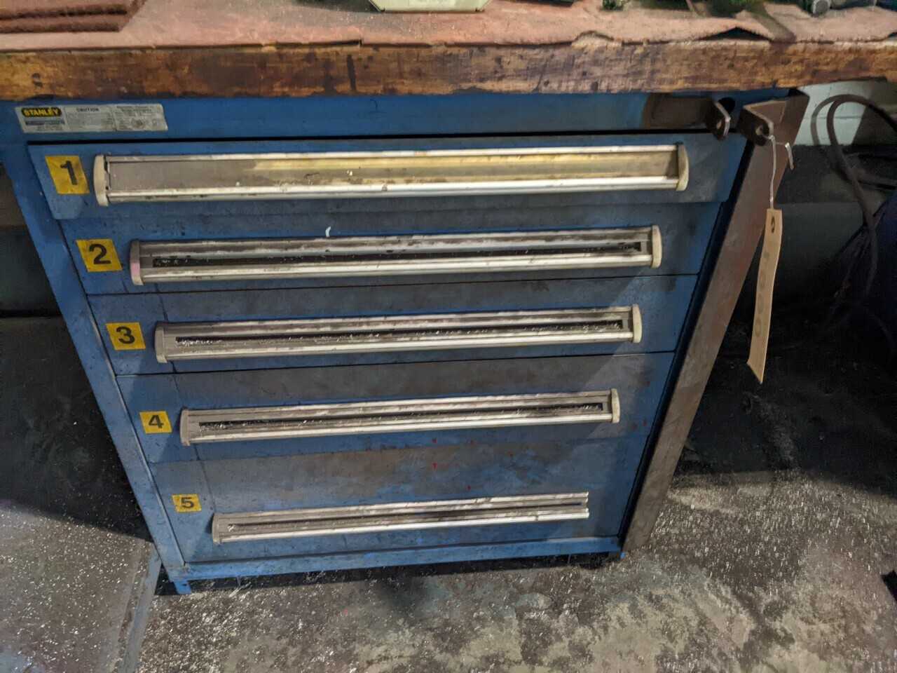STANLEY VIDMAR WORK DESK WITH DOUBLE 5-DRAWER TOOL CABINET - TOOL STORAGE