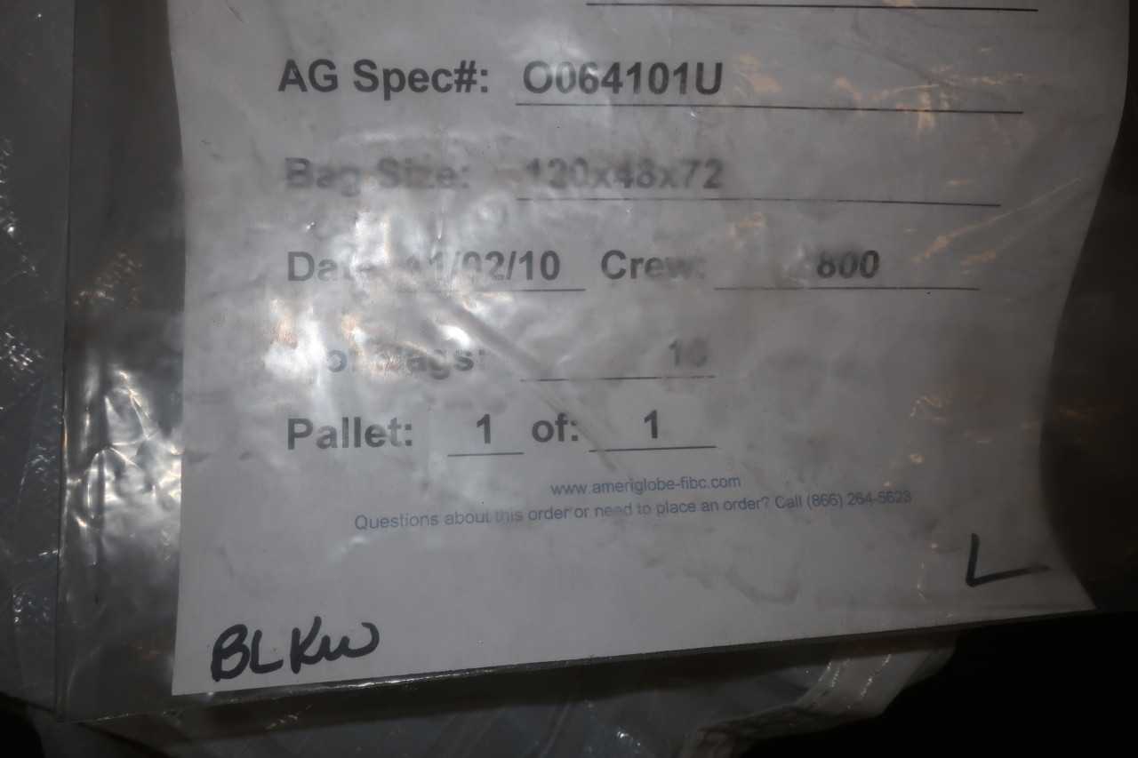 1 PALLET OF 10 PALSTIC BAGS 120X48X72 - MISCELLANEOUS