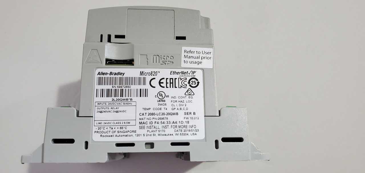Allen Bradley Micro 820 2080-LC20-20QWB PLC - AUTOMATION & CONTROLS