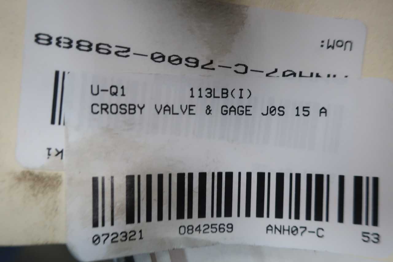 CROSBY VALVE & GAGE JOS 15 A 3IN X 4IN 3176CFM 75PSI RELIEF VALVE - RELIEF VALVE
