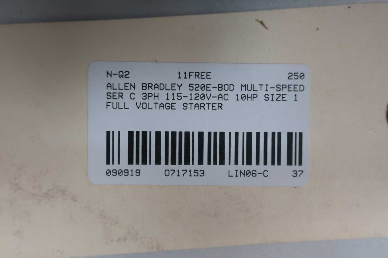 ALLEN BRADLEY 520E-BOD SER C 115-120V-AC MULTI-SPEED STARTER - MOTOR STARTERS