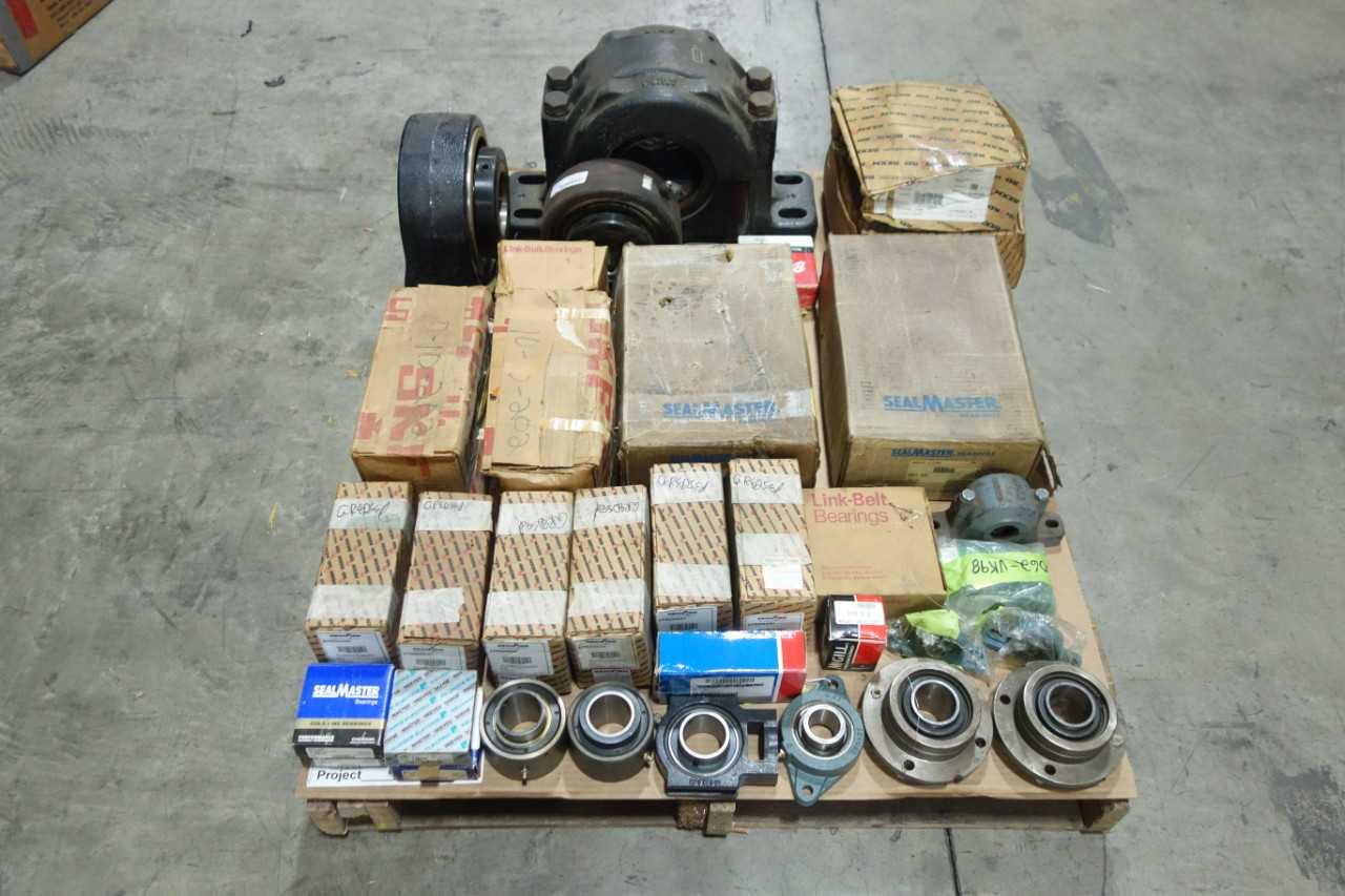 PALLET OF ASSORTED FLANGED AND PILLOW BLOCK BEARINGS - BEARINGS
