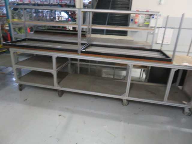 Aluminum Table on wheels with (2) office tables, (lot) - MISCELLANEOUS