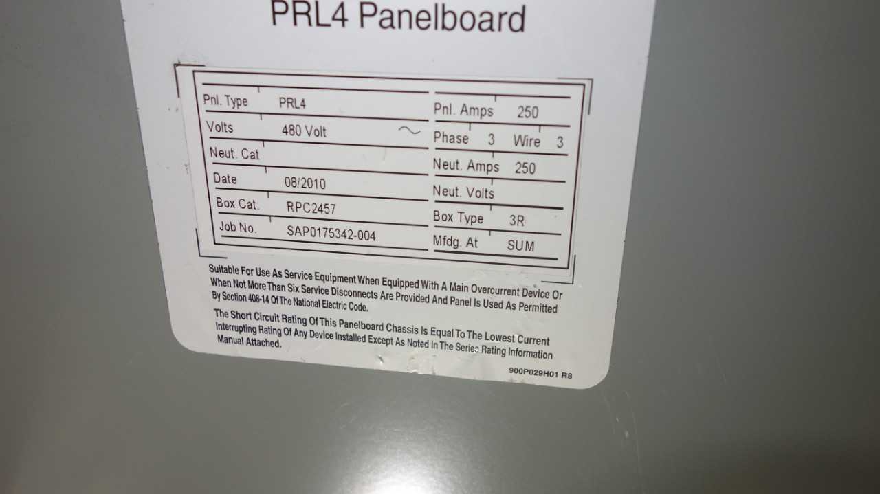 EATON PRL4 480V-AC 250A PANEL BOARD W/ BREAKERS - CIRCUIT BREAKERS