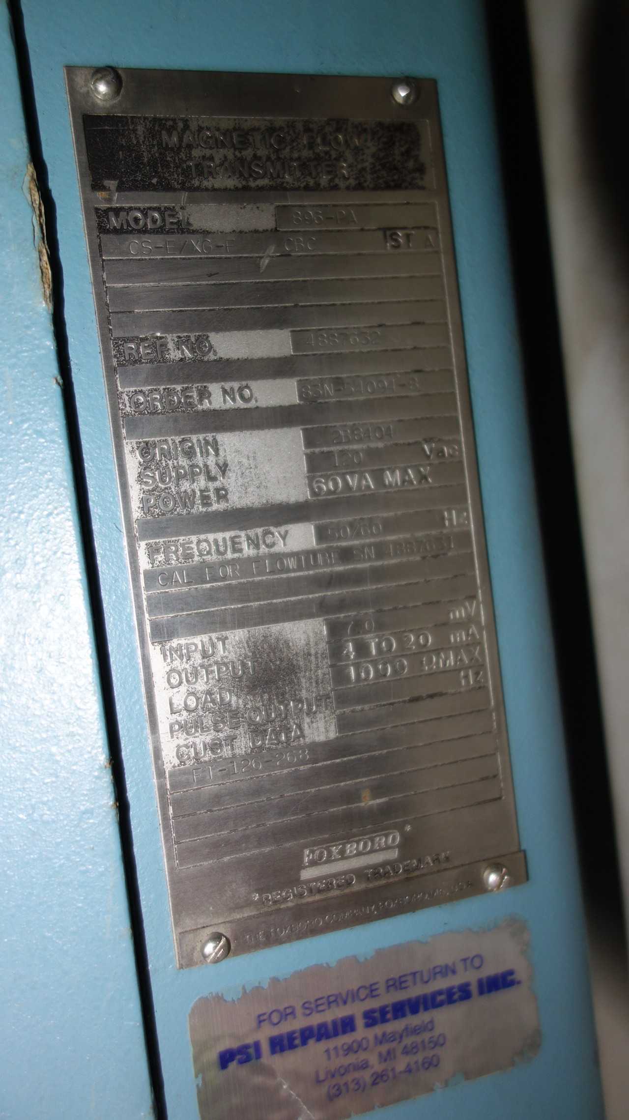 ROSEMOUNT 896-PA CS-E/XG-F ST-A MAGNETIC FLOW TRANSMITTER - INSTRUMENTATION