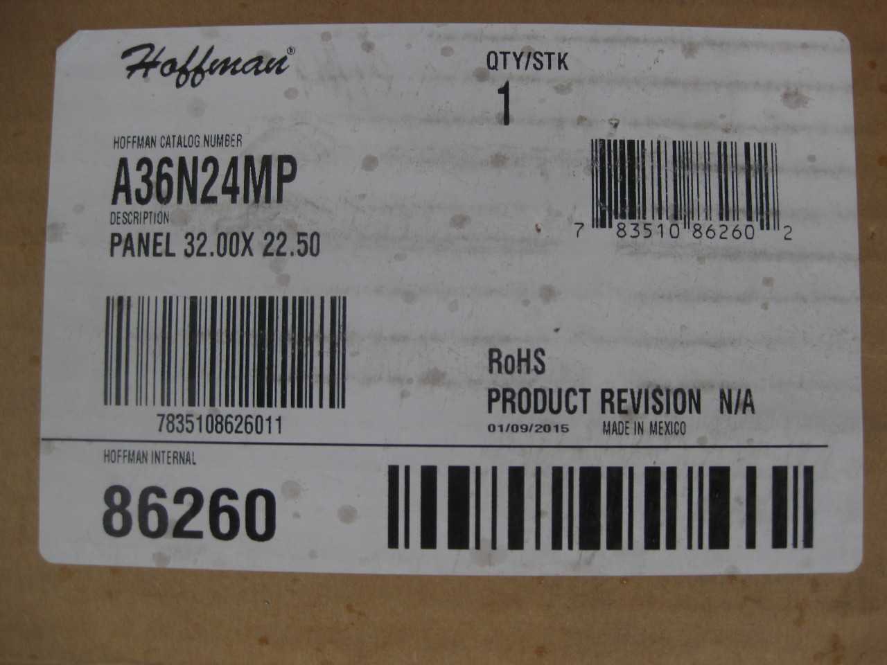 Hoffman enclosures A36N24ALP/BACKPANS ( QTY. 8 ) - ELECTRICAL ENCLOSURES