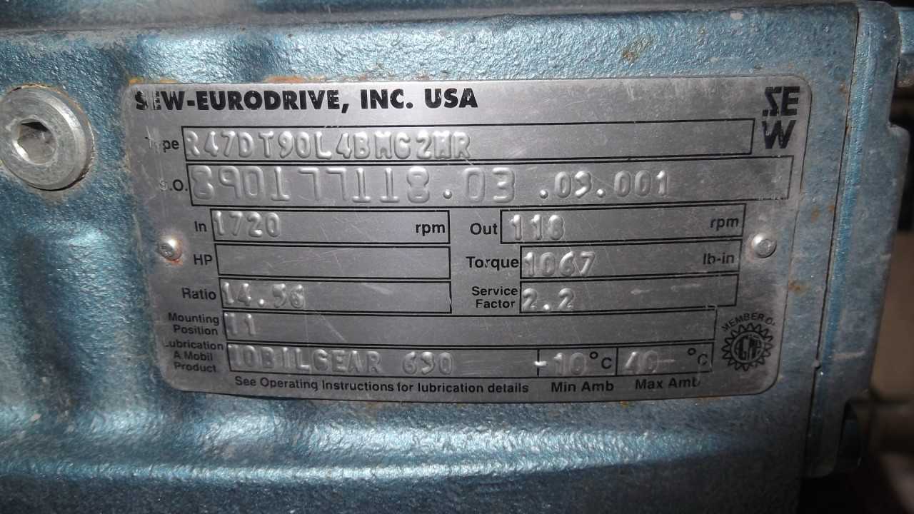 2 HP 1720 RPM 90L Frame Sew EuroDrive Gear Motor - ELECTRIC MOTORS