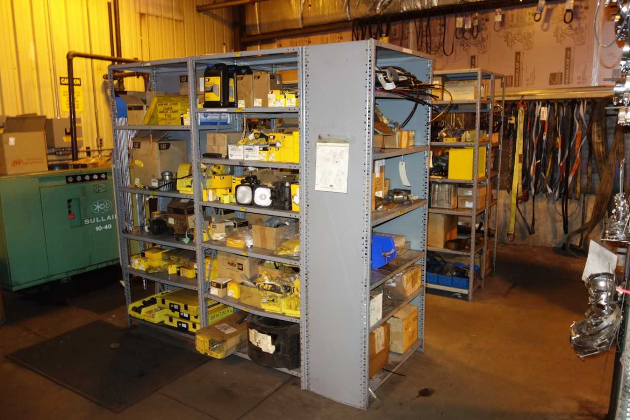 ALL STEEL SHELVING IN MAINTENANCE ROOM - SHELVING