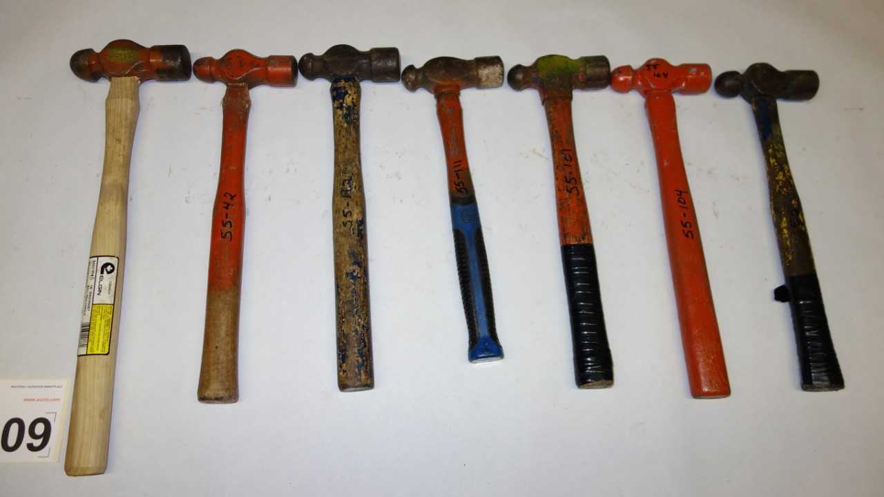 LOT OF 7 ASSORTED BALL PEEN HAMMERS - HAND TOOLS