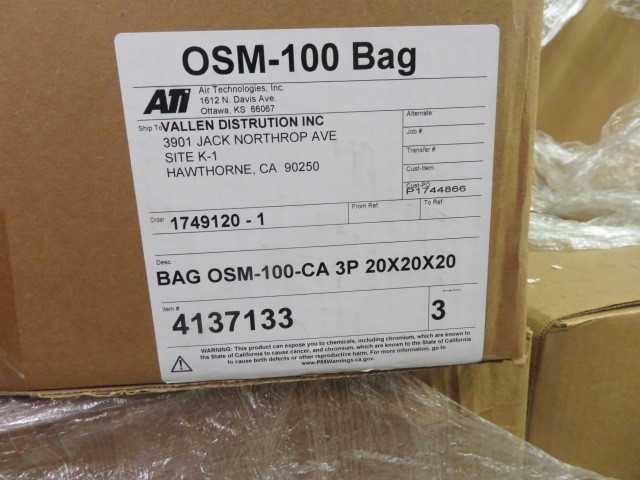 Air Technologies OSM 100 Bag CA 2P  20 X 20 X 12 new (lot) pallet - MISCELLANEOUS