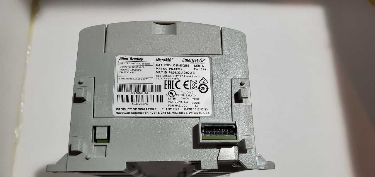 Allen Bradley Micro 850 2080-LC50-48QBB PLC - AUTOMATION & CONTROLS