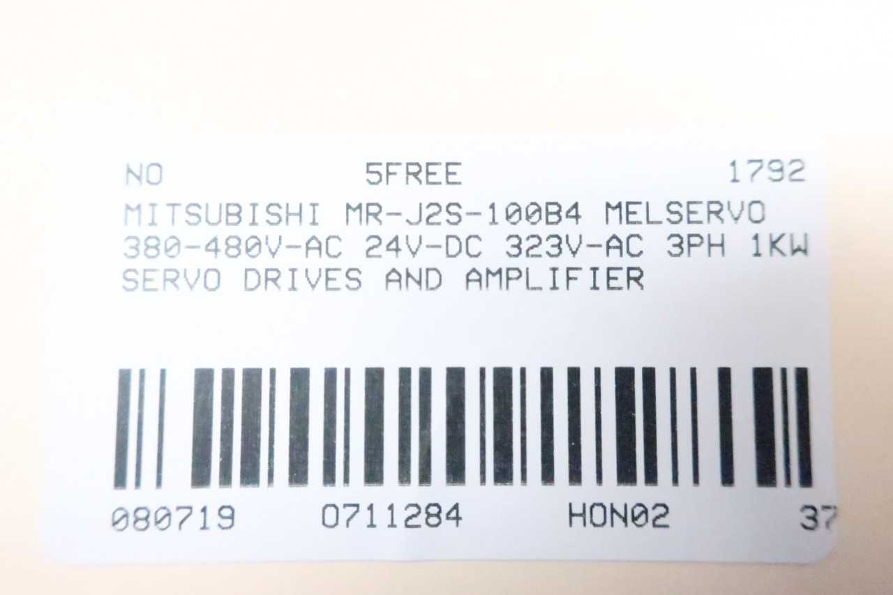 MITSUBISHI MR-J2S-100B4 MELSERVO 0-360HZ 380-480V-AC 24V-DC 323V-AC 3PH 1KW SERVO DRIVES AND AMPLIFIER - MOTOR DRIVES