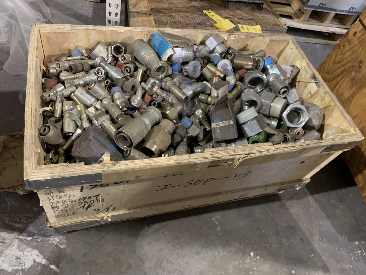 CRATE OF MISC. FITTINGS VARIOUS SIZES PARKER ETC. - ELECTRIC POWER TOOLS