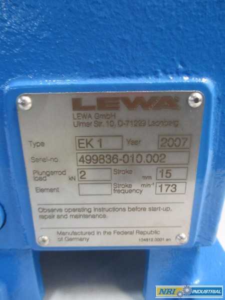 NEW LEWA EK1 STAINLESS PROCESS METERING PUMP - MISCELLANEOUS