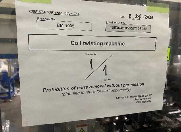 TWISTING EQUIPMENT WITH VISION SYSTEM