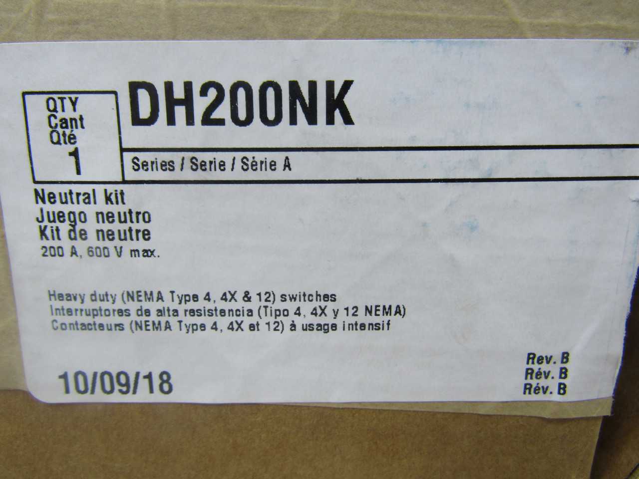 Quantity of 2 New Surplus Eaton DH200NK Neutral Kits 200A - ELECTRICAL COMPONENTS