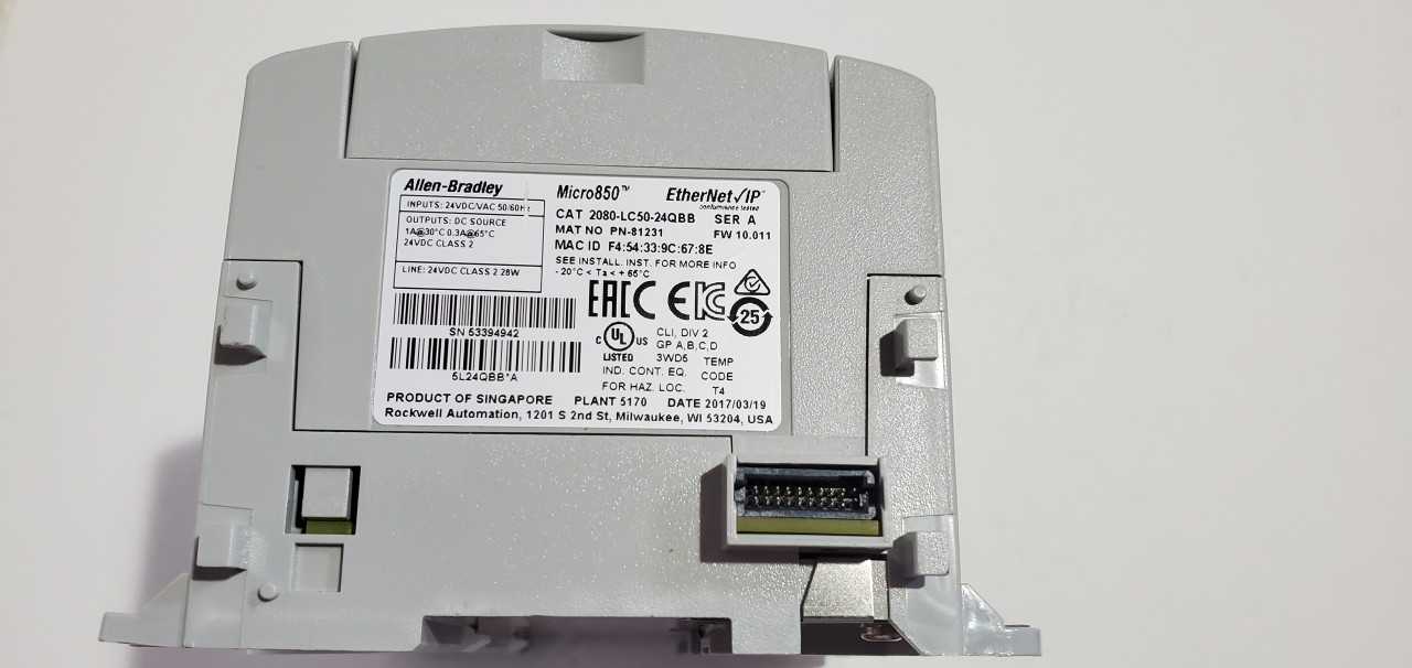 Allen Bradley Micro 850  2080-LC50-24QBB PLC - AUTOMATION & CONTROLS