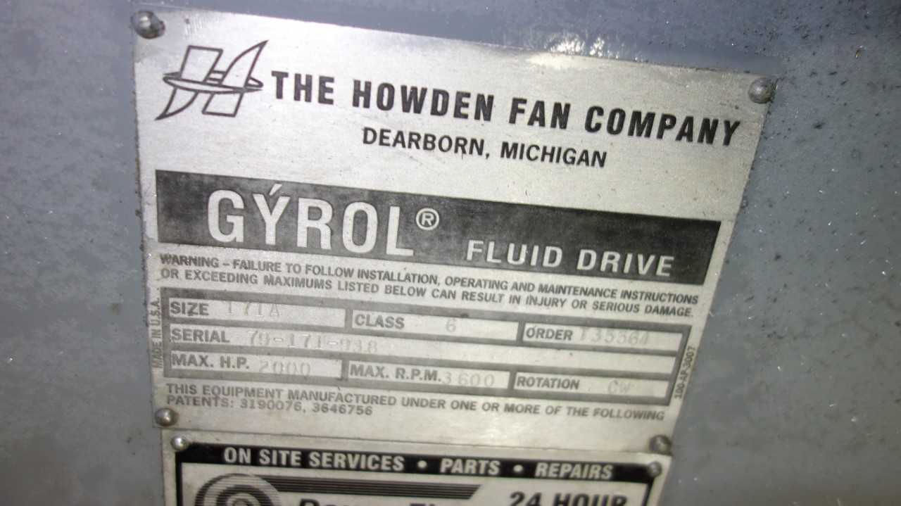 HOWDEN AMERICAN STANDARD 171A 2000HP GYROL FLUID DRIVE - GEAR REDUCERS