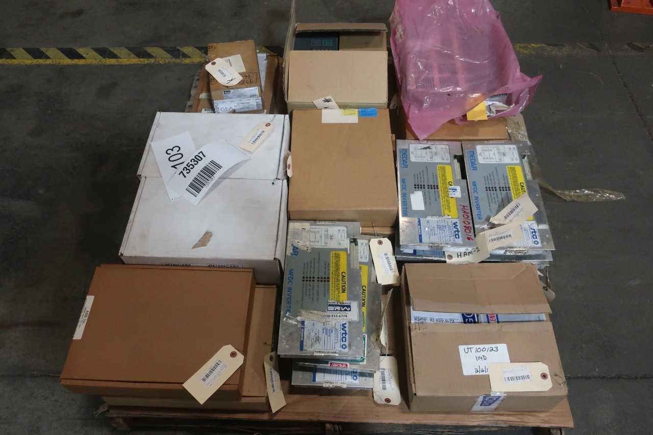 1 PALLET OF ASSORTED ELECTRICAL INVERTER ASSEMBLY CONTROLS, MODULE CONTROLS, SERVO DRIVE, INTERFACE PANEL CONTROL, MOTOR DRIVES- TEIJIN SEIKI, MURATEC, YASKAWA, MEDAR, WOODWARD, ABB - AUTOMATION & CONTROLS