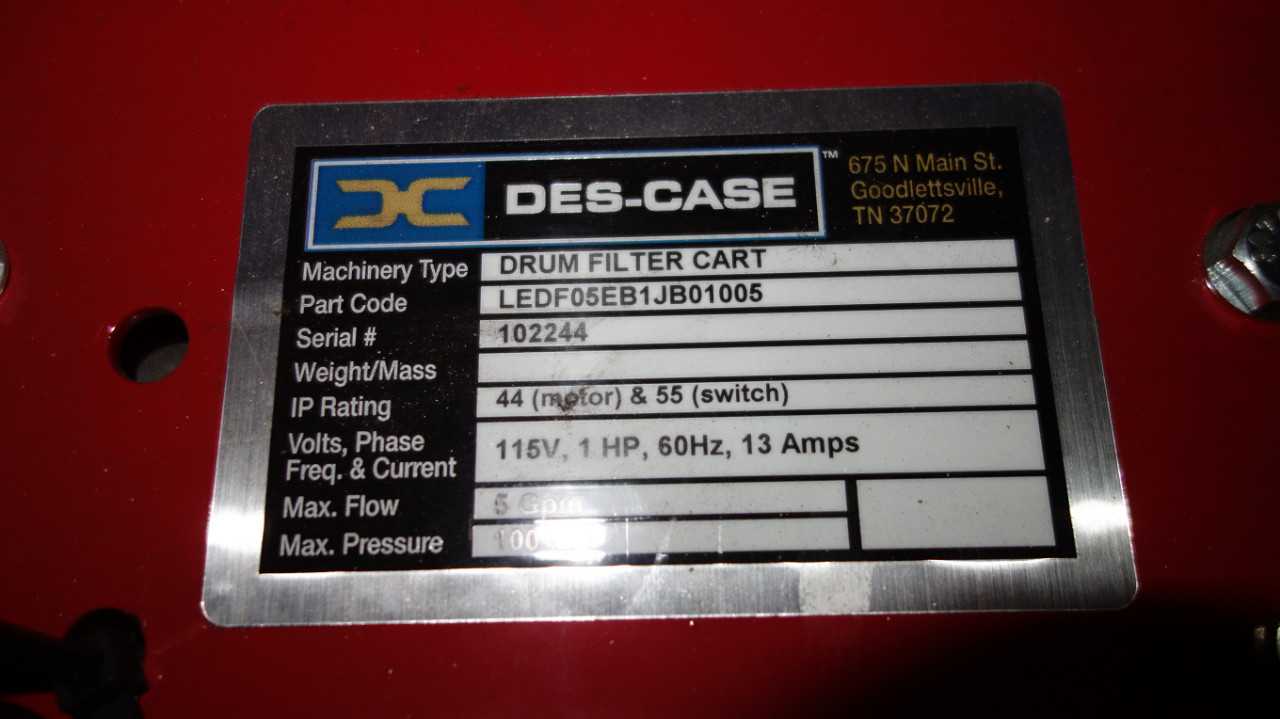 DES-CASE LEDF05EB1JB01005 DRUM FILTER CART WITH PUMP 115V - PUMPS