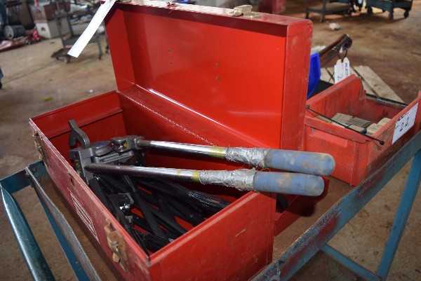 LOT OF ASSORTED PIPE BENDERS WITH TOOL BOX - MISCELLANEOUS