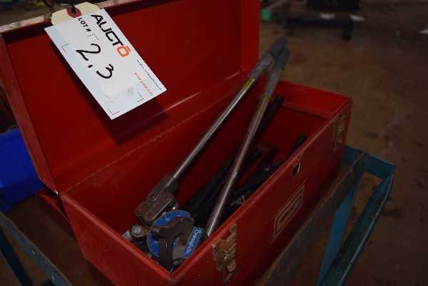 LOT OF ASSORTED PIPE BENDERS WITH TOOL BOX - MISCELLANEOUS