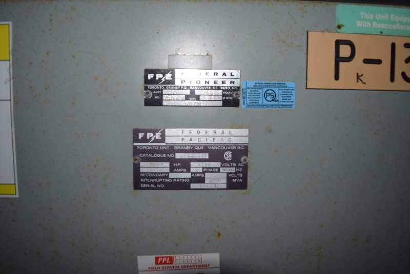 FPE 1 SECTION 2 X CONTACTOR SWITCHGEAR 400 A 4160 VAC - MISCELLANEOUS