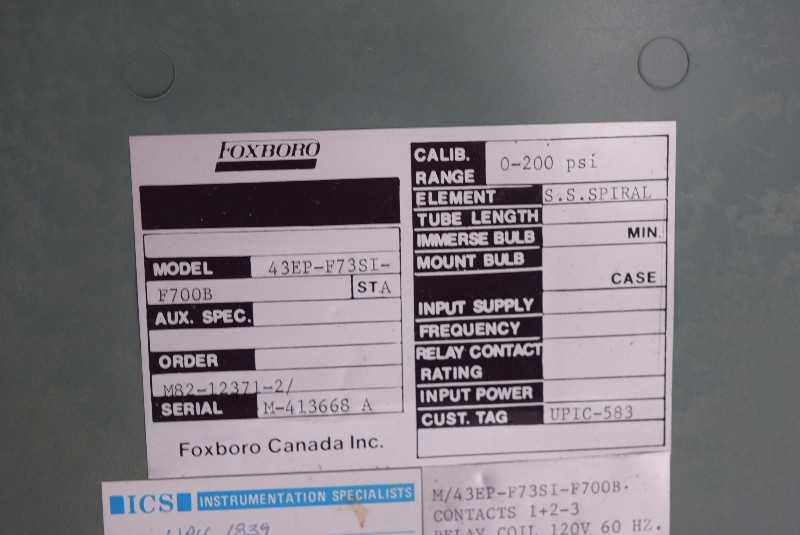 FOXBORO 43EP-F7S3I PNEUMATIC CONTROLLER - MISCELLANEOUS