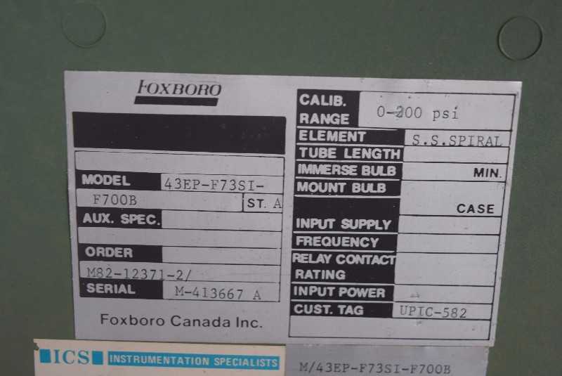 FOXBORO 43EP-F7S3I PNEUMATIC CONTROLLER - MISCELLANEOUS