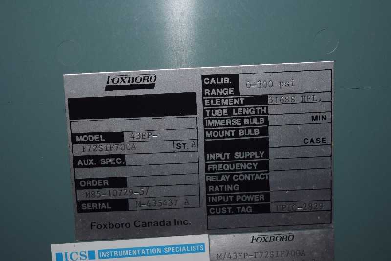 FOXBORO 43EP-F7S3I PNEUMATIC CONTROLLER - MISCELLANEOUS