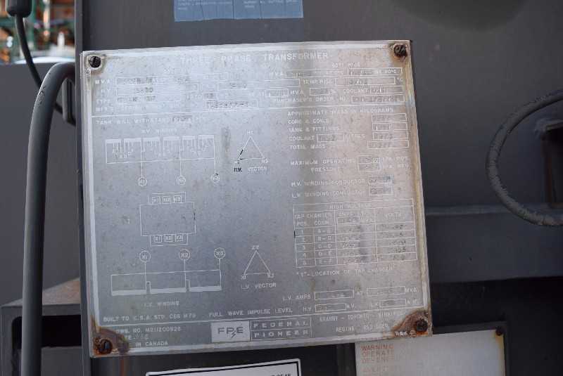 FPE ONAN ONAF 3 PHASE OIL FILLED TRANSFORMER 13800 HV 480LV 1875/2375 KVA - MISCELLANEOUS