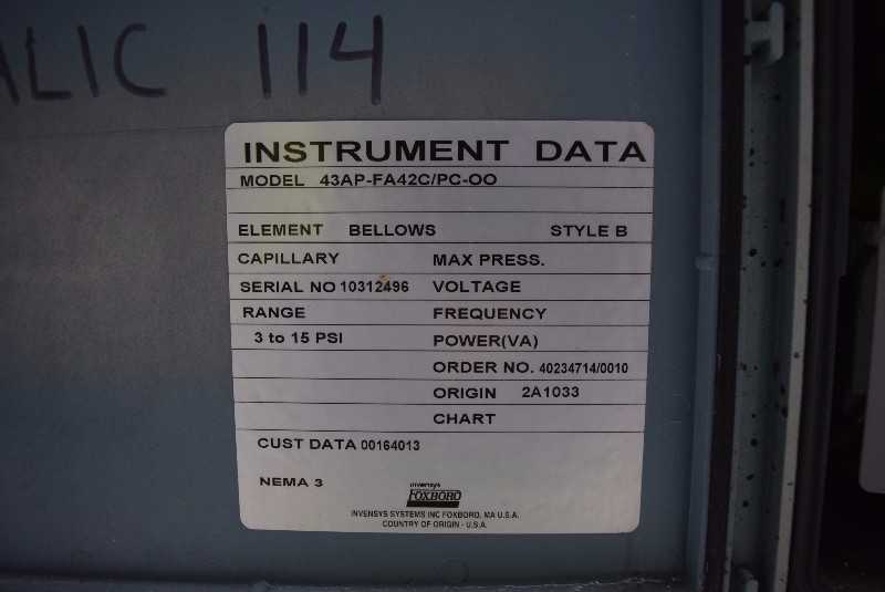 FOXBORO 43AP-FA22C/PC-00 PNEUMATIC CONTROLLER - MISCELLANEOUS